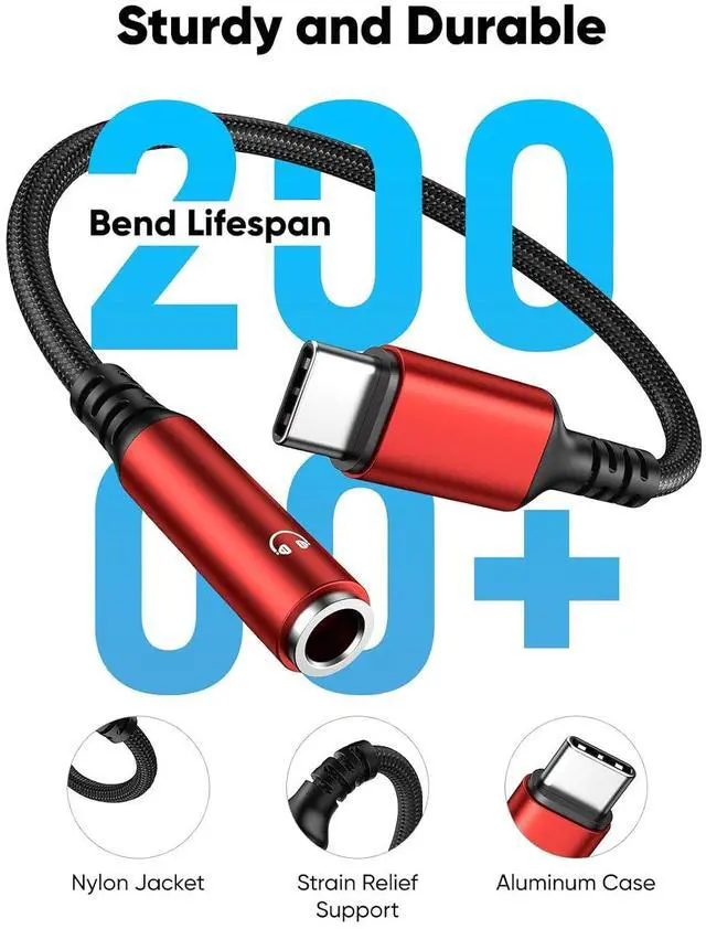 Alt view image 6 of 7 - USB Type C to 3.5mm Female Headphone Jack Adapter (2-Pack)