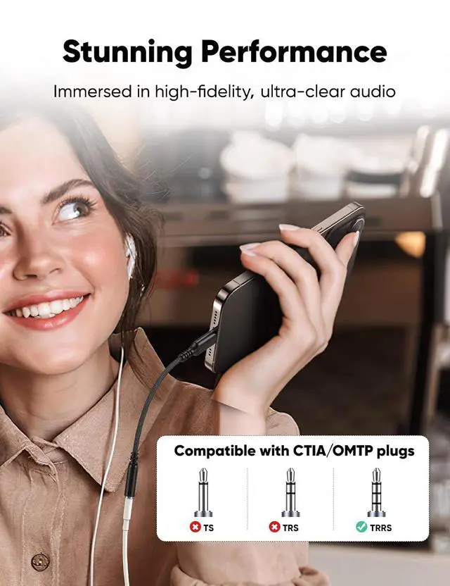Alt view image 3 of 7 - USB Type C to 3.5mm Female Headphone Jack Adapter (6-Pack)