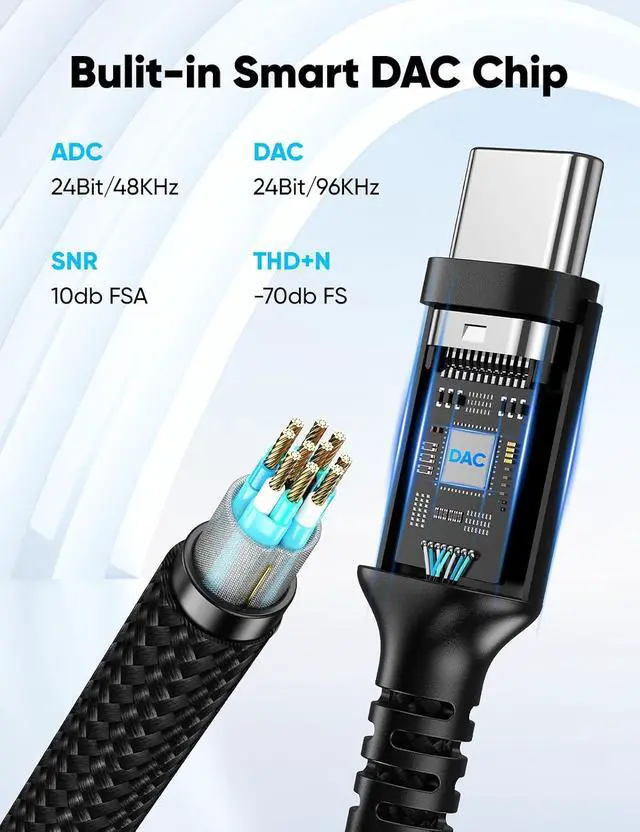 Alt view image 7 of 7 - USB Type C to 3.5mm Female Headphone Jack Adapter (6-Pack)