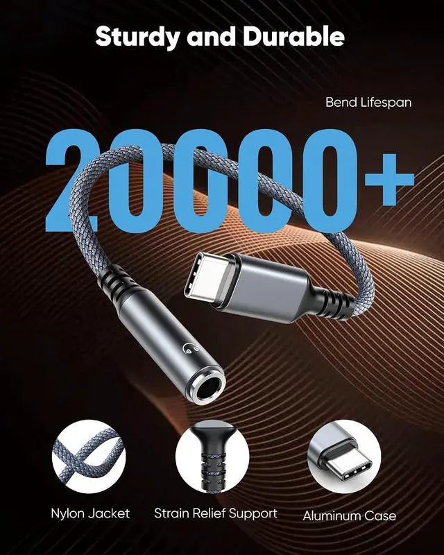 Alt view image 5 of 7 - USB Type C to 3.5mm Female Headphone Jack Adapter (3-Pack)
