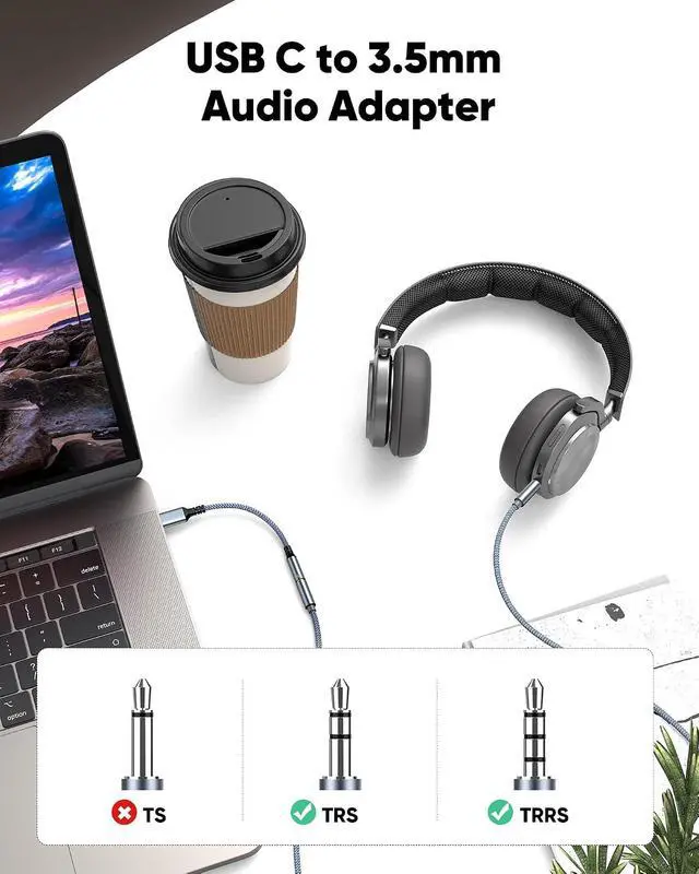 Alt view image 6 of 7 - USB Type C to 3.5mm Female Headphone Jack Adapter (3-Pack)