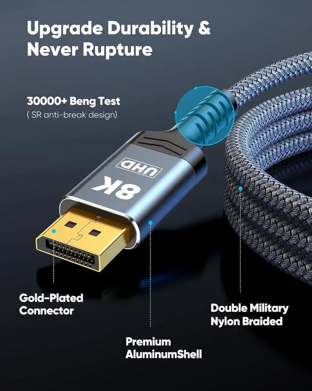 Alt view image 7 of 7 - Active 8K DisplayPort to HDMI 2.1 Cable 5FT, Uni-Directional