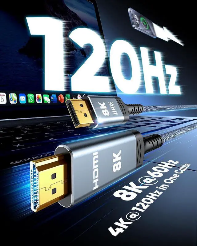 Alt view image 2 of 7 - Active 8K DisplayPort to HDMI 2.1 Cable 5FT, Uni-Directional