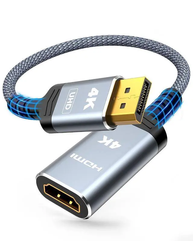 Alt view image 2 of 7 - DisplayPort to HDMI Adapter to HDMI Cable for Dell HP AMD NVIDIA, Passive