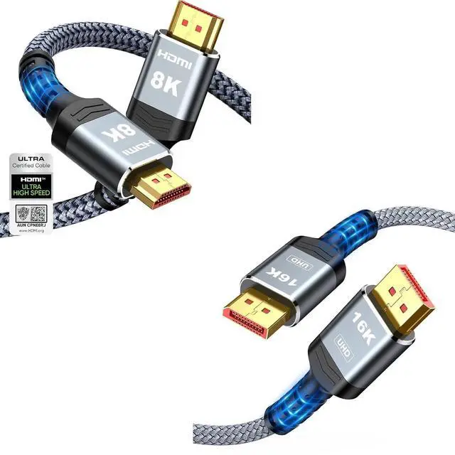 Main image of 8K 10K 4K HDMI Cable & 16K Displayport Cable 2.1, DP 2.1 Cable 6FT