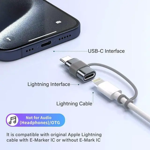 Alt view image 3 of 7 - 4 Pack Lightning to USB C Adapter for iPhone 15/16/17 Pro/17 Pro Max,for iPhone 17/16 Charger,17/16 Accessories,Fast Charging & Data Transfer,USB C Charger Connector Cable (Gray)