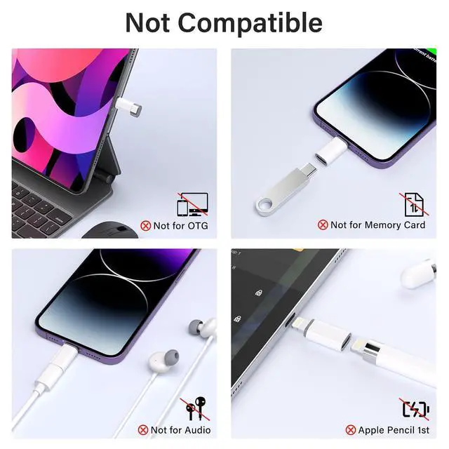 Alt view image 5 of 7 - USB C Type C to Lightning Adapter MFi Certified 4 Pack 27W Fast Charging Support Data Sync,Lightning to USB Type C Cable Adapter for iPhone/iPad/for Airpods,with Anti-Lost Loop,Not for Audio/OTG