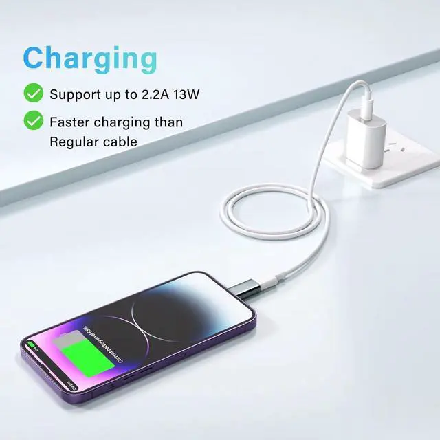 Alt view image 4 of 7 - MFi Certified USB C Type C to Lightning Adapter 4 Pack 1.8-2.2A 15W Fast Charging Support Data Sync,Lightning to USB Type C Cable Adapter for iPhone/iPad/for Airpods Not for Audio/OTG