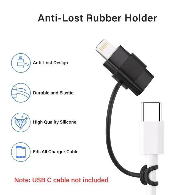 Alt view image 7 of 7 - USB C Type C to Lightning Adapter 4 Pack 1.8-2.2A 15W Fast Charging Support Data Sync,Lightning to USB Type C Cable Adapter for iPhone/iPad/for Airpods,with Anti-Lost Loop,Not for Audio/OTG (Black)