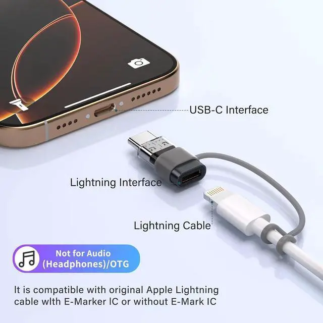 Alt view image 3 of 7 - 4 Pack Lightning to USB C Adapter for iPhone 15/16 Pro/16 Pro Max/Plus,Samsung S24,iPad Air,Nintendo Switch,Fast Charging&Data Transfer Lightning Crystal