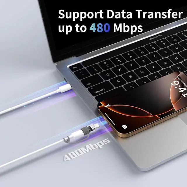 Alt view image 6 of 7 - 4 Pack Lightning to USB C Adapter for iPhone 15/16 Pro/16 Pro Max/Plus,Samsung S24,iPad Air,Nintendo Switch,Fast Charging&Data Transfer Lightning Crystal