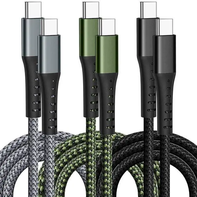 Main image of USB-C to USB-C 60W 6FT 3-Pack, Nylon Braided Fast Charging Cable