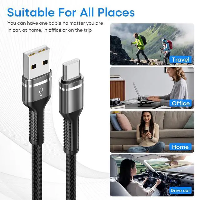 Alt view image 6 of 7 - USB-A to USB-C Cable 3.3ft+6ft Fast Charging Cord for Samsung