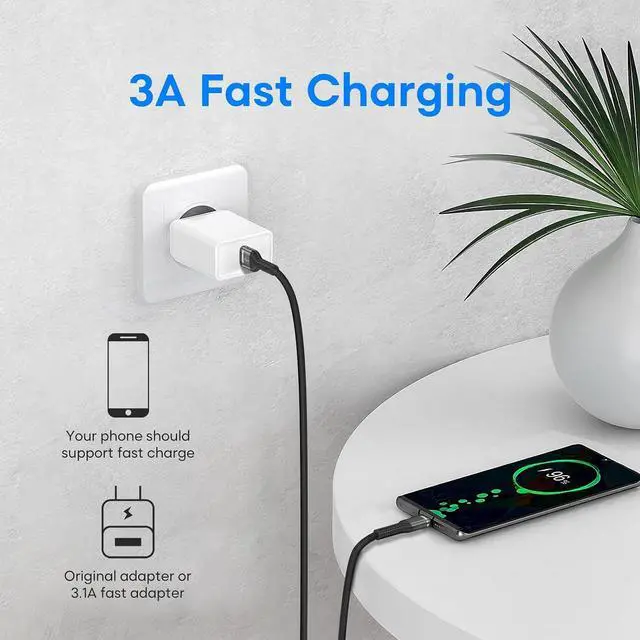 Alt view image 2 of 7 - USB-A to USB-C Cable 3.3ft+6ft Fast Charging Cord for Samsung