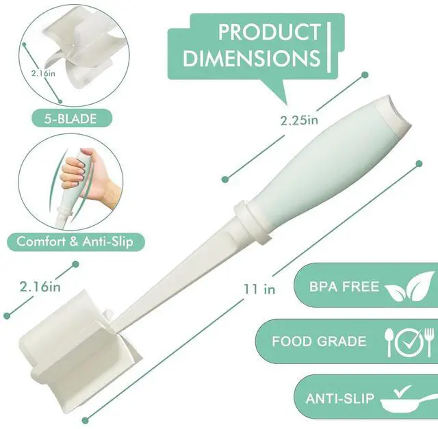 Alt view image 7 of 7 - Upgrade Meat Chopper Hamburger Masher Ground Beef Smasher Utensil Mix Tool