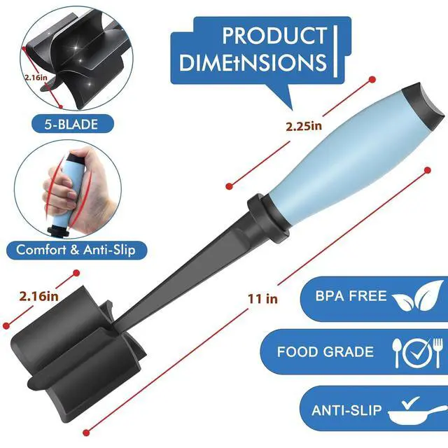Alt view image 7 of 7 - Upgrade Meat Chopper Hamburger Masher Ground Beef Smasher Utensil Mix Tool