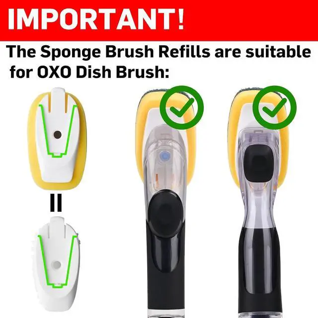 Alt view image 2 of 7 - Sponge Brush Refills for OXO Soap Dispensing Dish Brush
