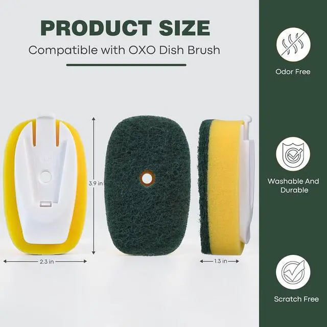 Alt view image 3 of 7 - Sponge Brush Refills for OXO Soap Dispensing Dish Brush
