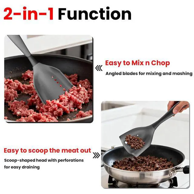 Alt view image 2 of 7 - Meat Chopper Spatula Ground Beef Potato Masher Hamburger Smasher Tool