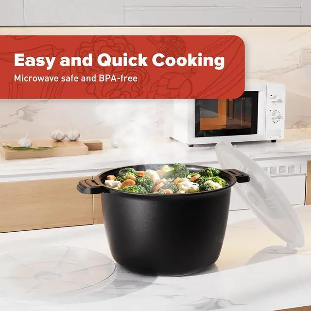 Alt view image 2 of 7 - Large Microwave Cookware Steamer 3 Quart Rice Cooker for Cooking