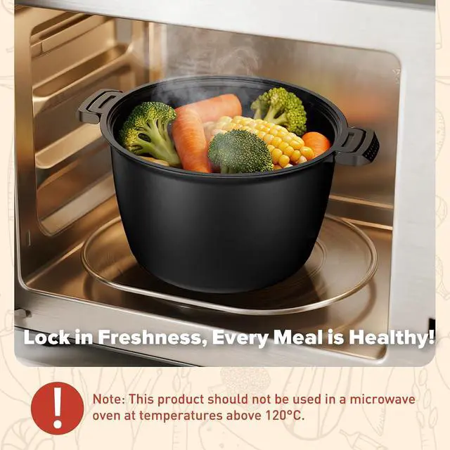 Alt view image 5 of 7 - Large Microwave Cookware Steamer 3 Quart Rice Cooker for Cooking