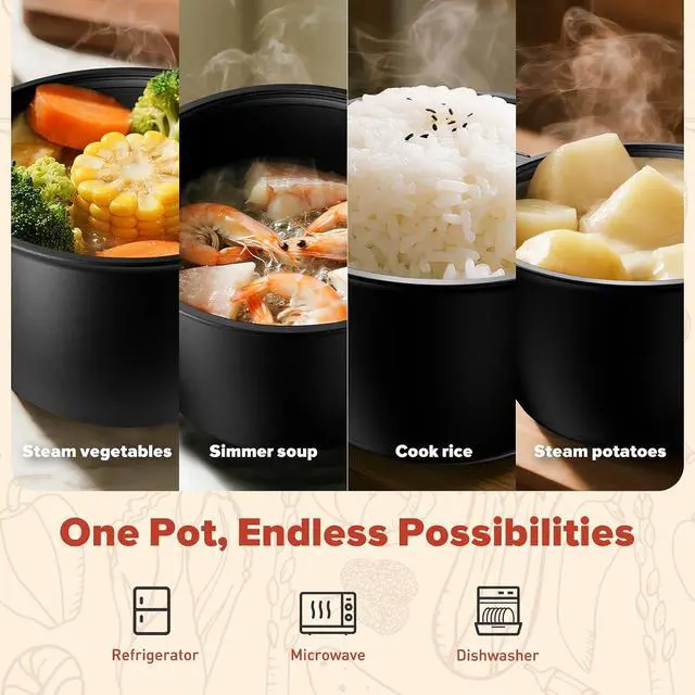 Alt view image 6 of 7 - Large Microwave Cookware Steamer 3 Quart Rice Cooker for Cooking