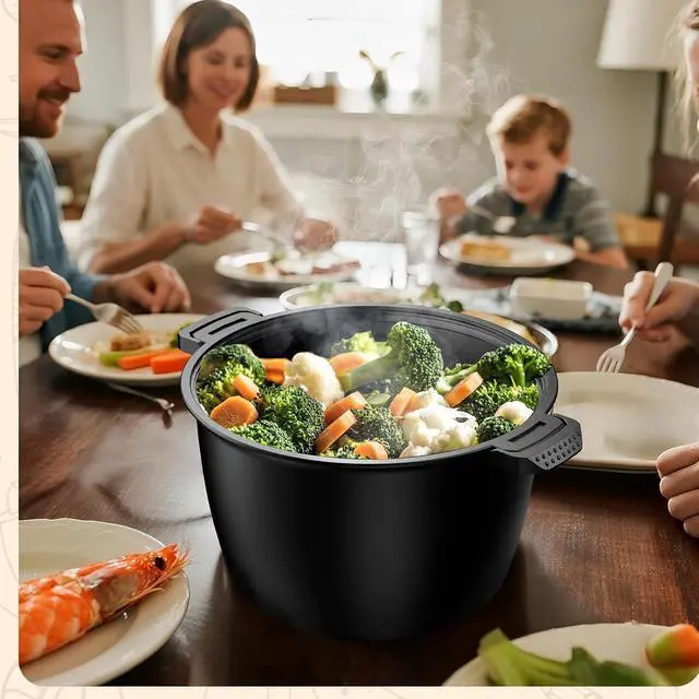 Alt view image 7 of 7 - Large Microwave Cookware Steamer 3 Quart Rice Cooker for Cooking