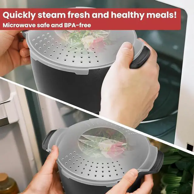 Alt view image 2 of 7 - Microwave Cookware Steamer 2QT+1QT