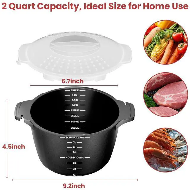 Alt view image 3 of 7 - Microwave Cookware Steamer 2QT+1QT