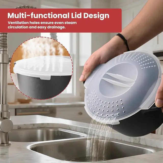 Alt view image 5 of 7 - Microwave Cookware Steamer 2QT+1QT