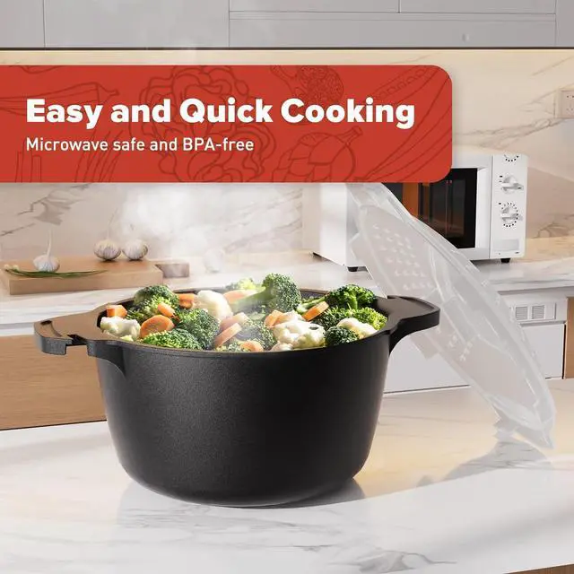 Alt view image 6 of 7 - Microwave Cookware Steamer 2QT+1QT