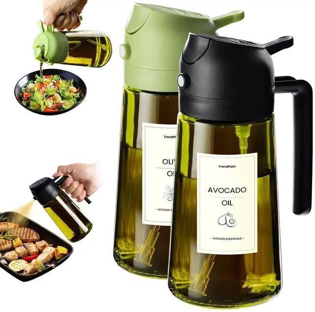 Main image of - Original 16oz/470ml Olive Oil Dispenser Bottle for Kitchen Gadgets and Air Fryer Accessories - Olive Oil Sprayer for Cooking w/Stickers - Black&Green