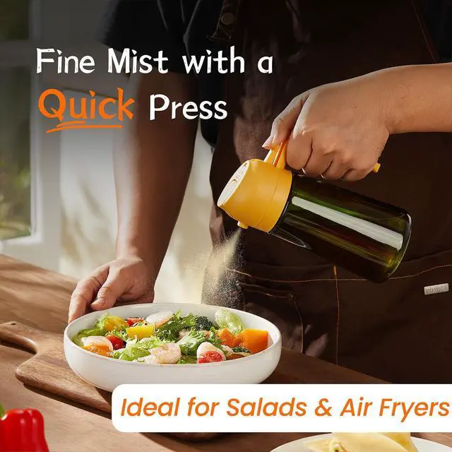 Alt view image 3 of 6 - - Original 16oz/470ml Olive Oil Dispenser Bottle for Kitchen Gadgets and Air Fryer Accessories - Olive Oil Sprayer for Cooking w/Stickers - Yellow