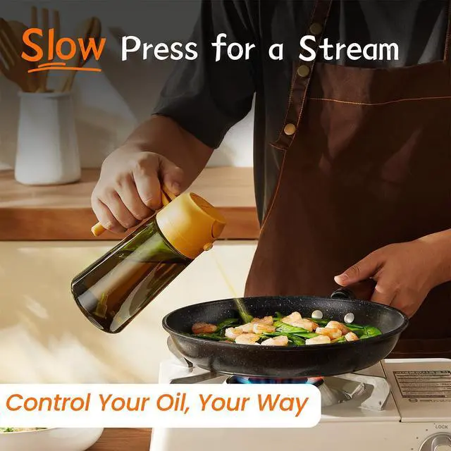 Alt view image 4 of 6 - - Original 16oz/470ml Olive Oil Dispenser Bottle for Kitchen Gadgets and Air Fryer Accessories - Olive Oil Sprayer for Cooking w/Stickers - Yellow