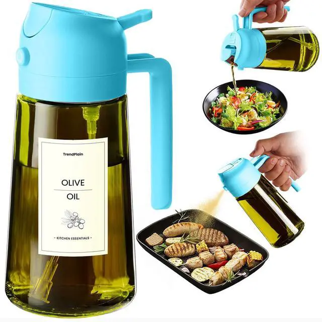 Main image of - Original 16oz/470ml Olive Oil Dispenser Bottle for Kitchen Gadgets and Air Fryer Accessories - Olive Oil Sprayer for Cooking w/Stickers - Sky Blue