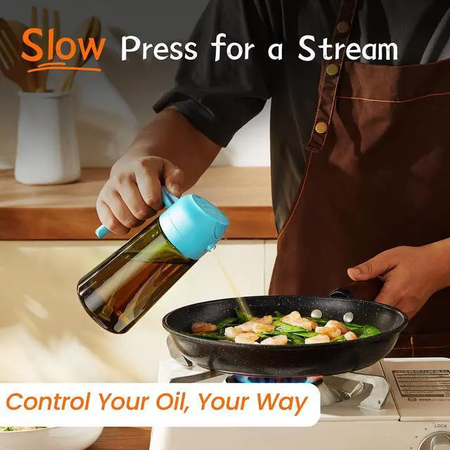 Alt view image 4 of 6 - - Original 16oz/470ml Olive Oil Dispenser Bottle for Kitchen Gadgets and Air Fryer Accessories - Olive Oil Sprayer for Cooking w/Stickers - Sky Blue