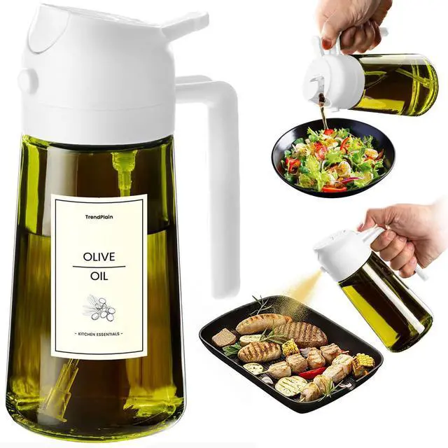 Main image of - Original 16oz/470ml Olive Oil Dispenser Bottle for Kitchen Gadgets and Air Fryer Accessories - Olive Oil Sprayer for Cooking w/Stickers - White