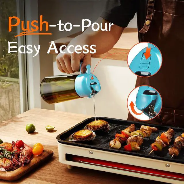 Alt view image 5 of 6 - - Original 16oz/470ml Olive Oil Dispenser Bottle for Kitchen Gadgets and Air Fryer Accessories - Olive Oil Sprayer for Cooking w/Stickers - Sky Blue