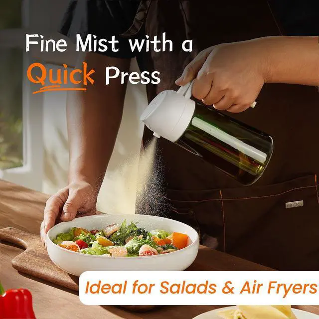 Alt view image 3 of 6 - - Original 16oz/470ml Olive Oil Dispenser Bottle for Kitchen Gadgets and Air Fryer Accessories - Olive Oil Sprayer for Cooking w/Stickers - White