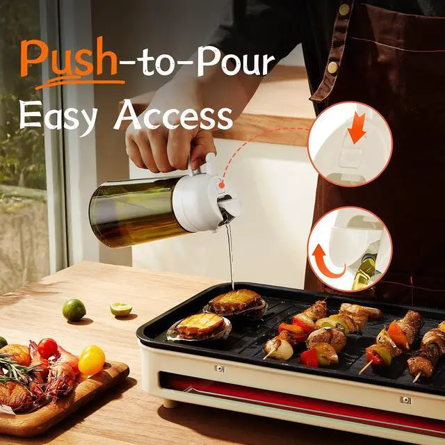 Alt view image 5 of 6 - - Original 16oz/470ml Olive Oil Dispenser Bottle for Kitchen Gadgets and Air Fryer Accessories - Olive Oil Sprayer for Cooking w/Stickers - White
