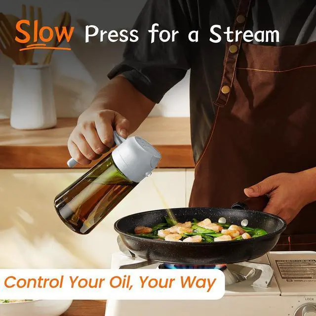 Alt view image 4 of 6 - - Original 16oz/470ml Olive Oil Dispenser Bottle for Kitchen Gadgets and Air Fryer Accessories - Olive Oil Sprayer for Cooking w/Stickers - Ash
