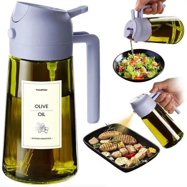 Main image of - Original 16oz/470ml Olive Oil Dispenser Bottle for Kitchen Gadgets and Air Fryer Accessories - Olive Oil Sprayer for Cooking w/Stickers - Lilac