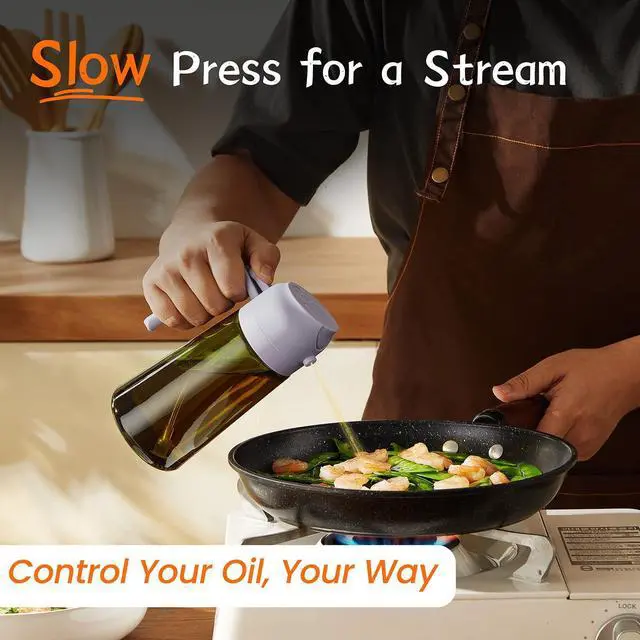 Alt view image 4 of 6 - - Original 16oz/470ml Olive Oil Dispenser Bottle for Kitchen Gadgets and Air Fryer Accessories - Olive Oil Sprayer for Cooking w/Stickers - Lilac