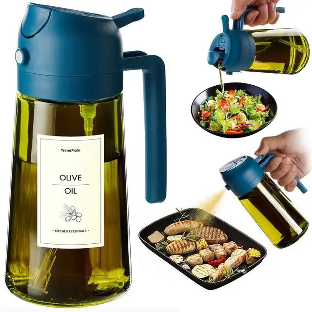 Main image of - Original 16oz/470ml Olive Oil Dispenser Bottle for Kitchen Gadgets and Air Fryer Accessories - Olive Oil Sprayer for Cooking w/Stickers - Navy