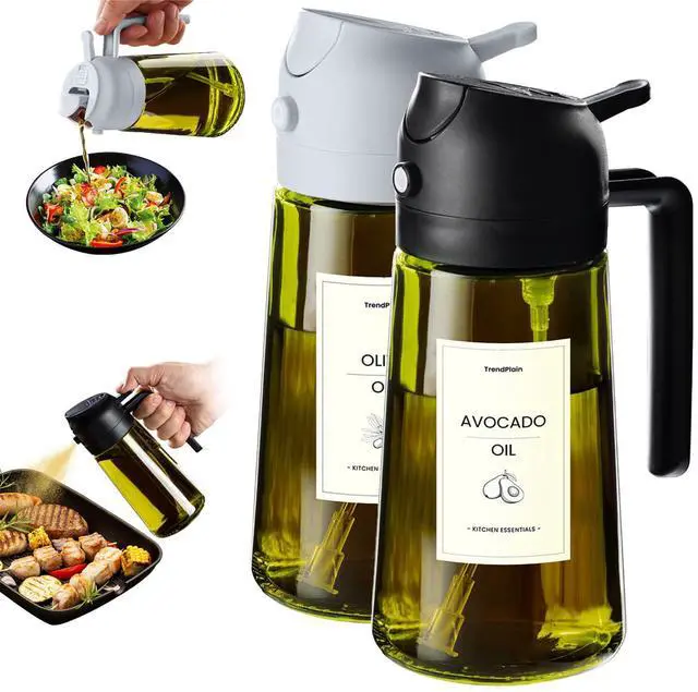 Main image of - Original 16oz/470ml Olive Oil Dispenser Bottle for Kitchen Gadgets and Air Fryer Accessories - Olive Oil Sprayer for Cooking w/Stickers - Black&Ash