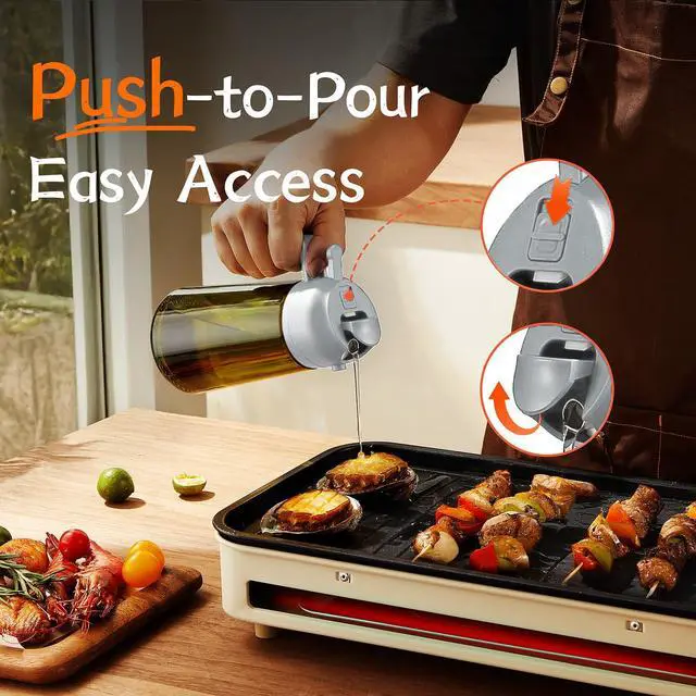 Alt view image 5 of 6 - - Original 16oz/470ml Olive Oil Dispenser Bottle for Kitchen Gadgets and Air Fryer Accessories - Olive Oil Sprayer for Cooking w/Stickers - Black&Ash
