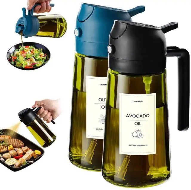 Main image of - Original 16oz/470ml Olive Oil Dispenser Bottle for Kitchen Gadgets and Air Fryer Accessories - Olive Oil Sprayer for Cooking w/Stickers - Black&Navy