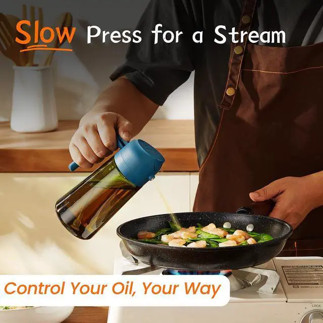 Alt view image 4 of 6 - - Original 16oz/470ml Olive Oil Dispenser Bottle for Kitchen Gadgets and Air Fryer Accessories - Olive Oil Sprayer for Cooking w/Stickers - Black&Navy