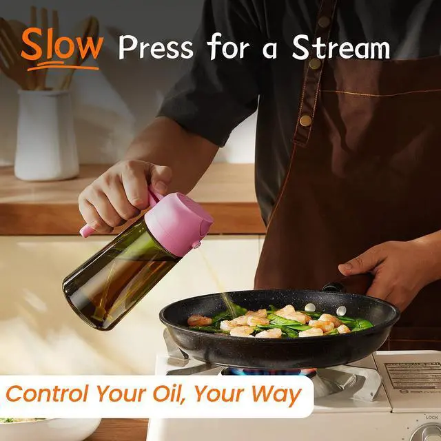 Alt view image 4 of 6 - - Original 16oz/470ml Olive Oil Dispenser Bottle for Kitchen Gadgets and Air Fryer Accessories - Olive Oil Sprayer for Cooking w/Stickers - Bubblegum