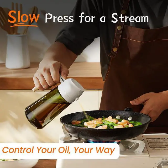Alt view image 4 of 6 - - Original 16oz/470ml Olive Oil Dispenser Bottle for Kitchen Gadgets and Air Fryer Accessories - Olive Oil Sprayer for Cooking w/Stickers - Black&White
